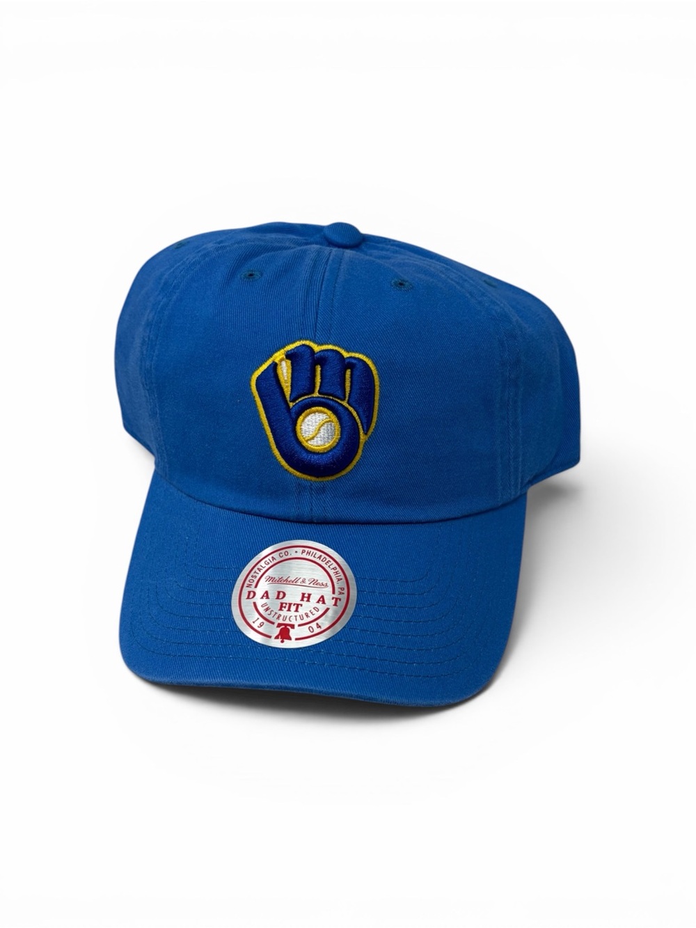 Milwaukee Brewers Mitchell & Ness Logo Adjustable Dad Hat Cap